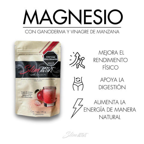 Citrus Fusion con Citrato de Magnesio, vinagre de manzana y ganoderma.